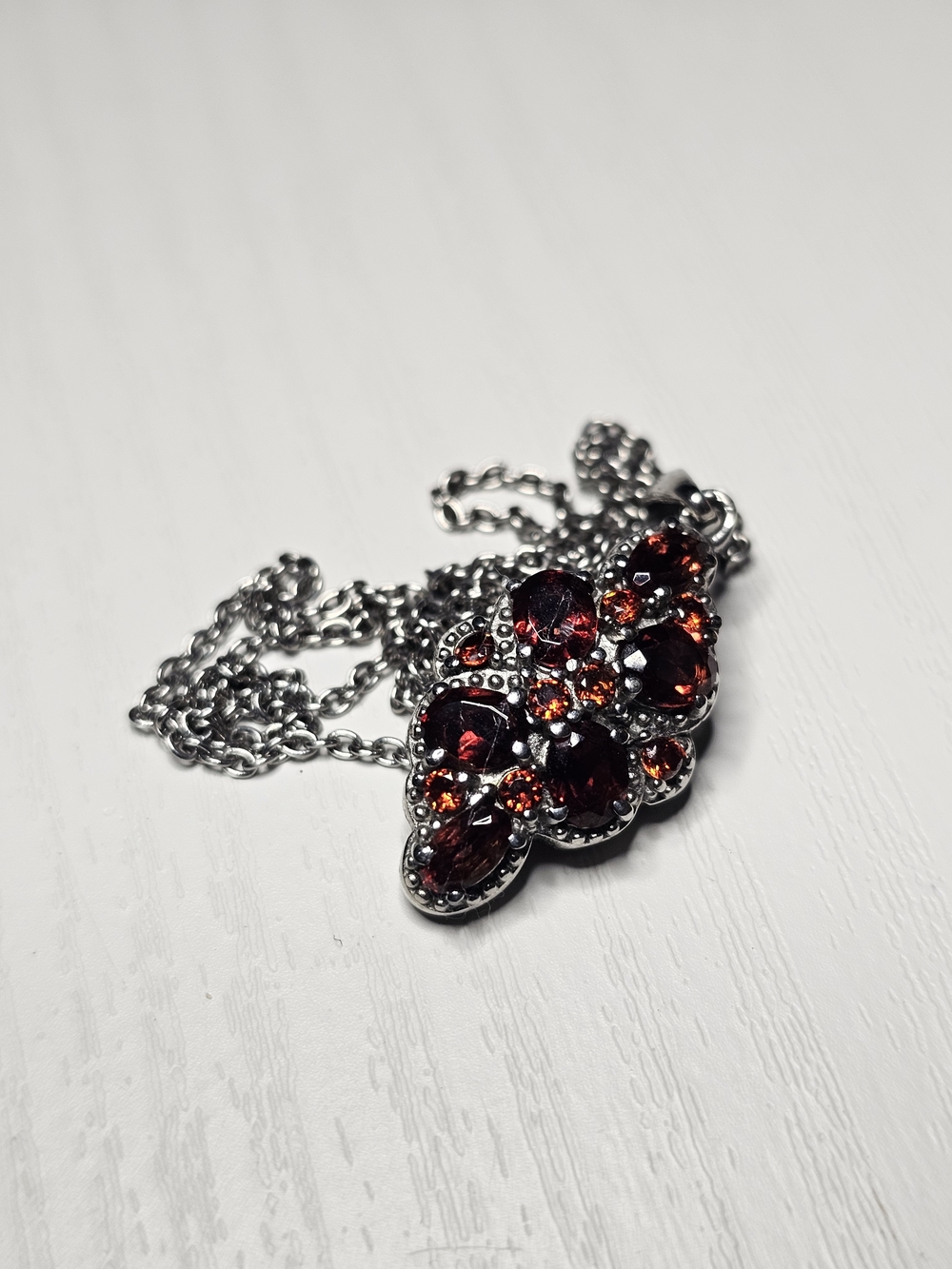 Garnet And Sinulated Red Diamond Pendant
